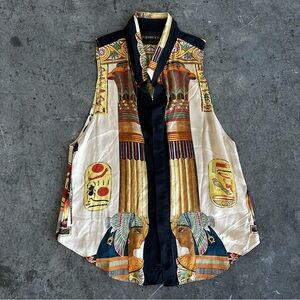 Reformation Egyptian nefertiti cleopatra silk tank top blouse button up S/M